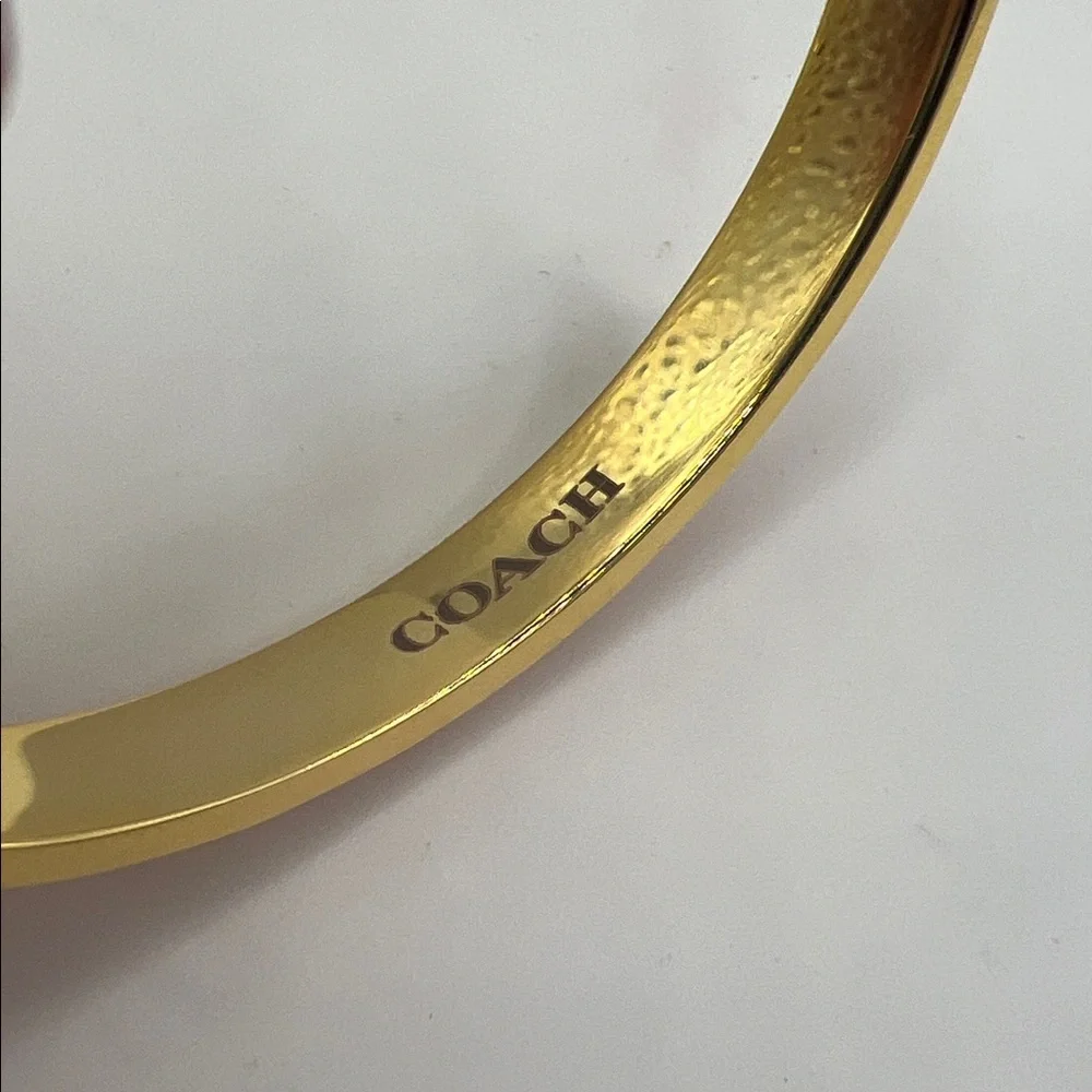 043. Pink Enamel and Gold Logo Bracelet With Box 6 3/4”